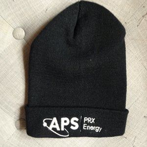 Embroidered APS Black Knit Beanie Hat